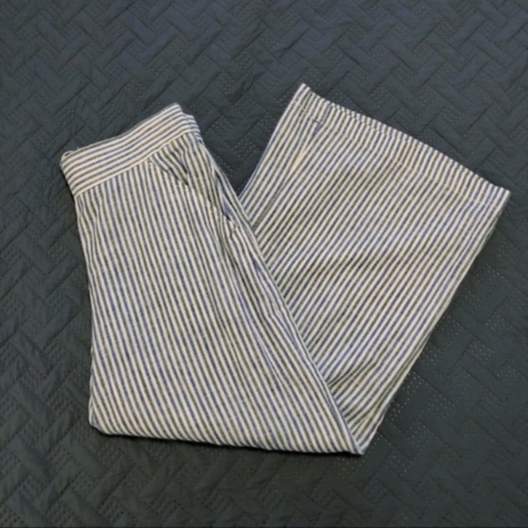 NWT Max Studio Linen Striped Wide Leg Pants - Picture 1 of 9